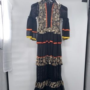 NWT Nora Barth Tiered Floral Embroidered Maxi